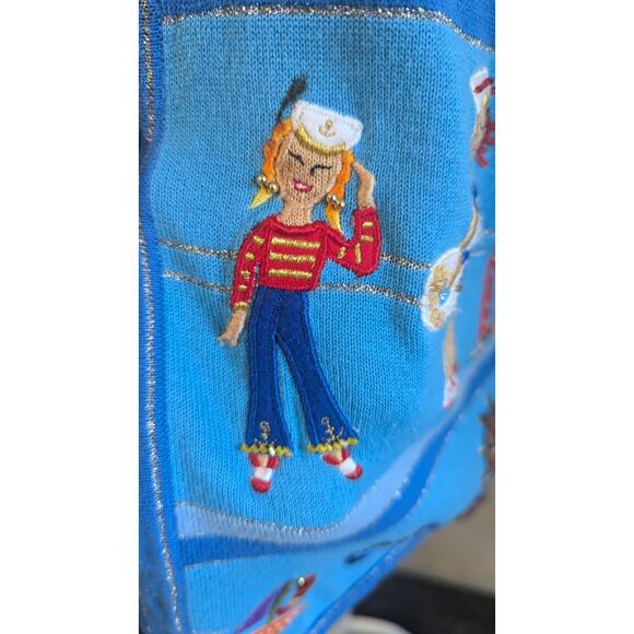 Jack B Quick blue striped nautical pattern cardigan sweater womens size medium - Picture 8 of 11